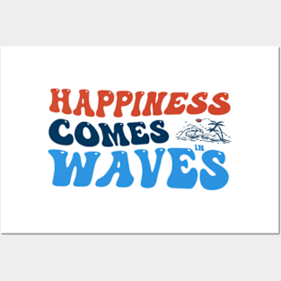 Happiness Comes in Waves Surf Vibes Posters and Art